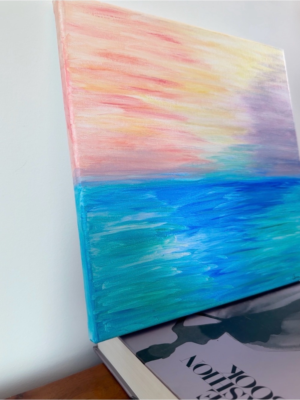 Abstract Ocean Sunset Canvas Wall Art Blue & Pastel Original Artwork by Cena - Picture 10 of 10